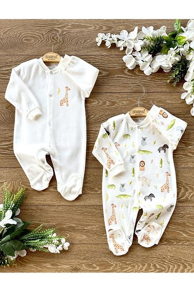 PATSAN 2-Piece Baby Sleeping Bag with Booties Giraffe Lion Chameleon