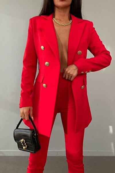 MYGİYİMİSTANBUL Button Detailed Tied Jacket Trousers Set