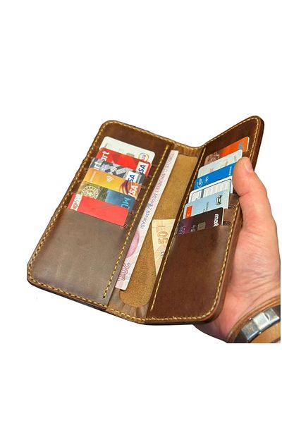 AiryFooT Phone Wallet with 12 Cards Genuine Leather Case - DIY Crazy Piece Leather Hobby