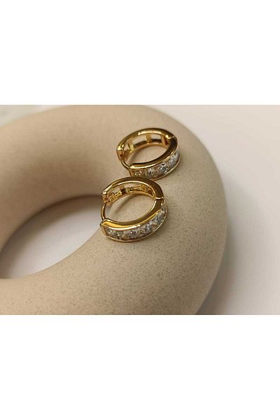 PAMES Xuping Jewelled Hoop Baguette Earrings