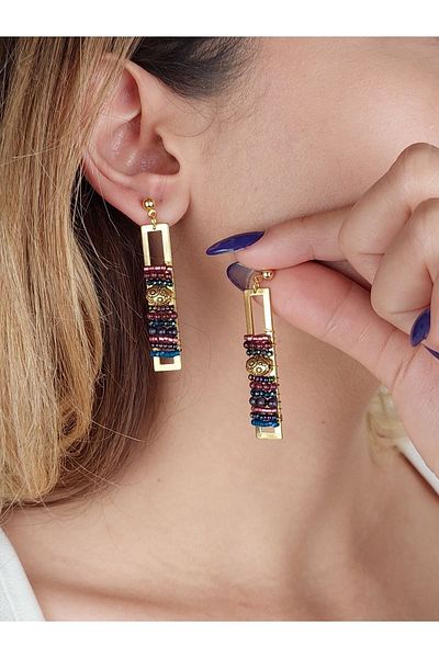 takitokaciniz Bohemian Brass Earrings - Miyuki Bead Detail