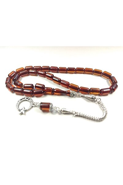 İskeçe Tesbih Citrin de 8 ani cu ciucuri placat cu argint certificat 4382