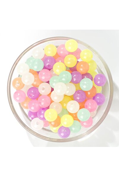 yfhobi 25 gram - 10 Mm Karışık Renk Fosforlu Yuvarlak Plastik Boncuk ( 25 gra...
