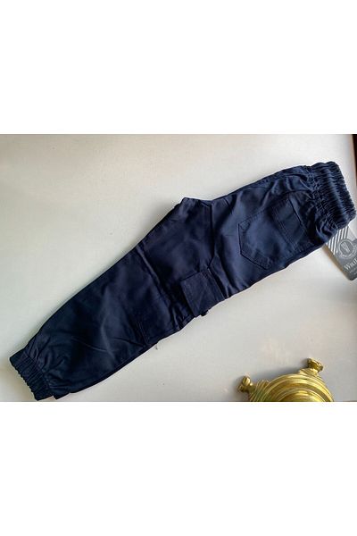 MUTLUDÜNYAM Navy Blue Linen Boys' Trousers