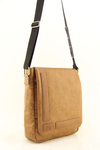 HNB Unisex Tan Faux Leather - Waterproof Postman Business School Briefcase Laptop Bag