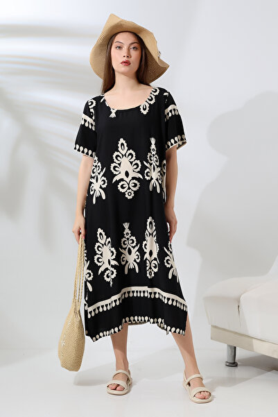 LİKAPA فستان ليكاباشوب فيسكوز بأكمام قصيرة - 2726