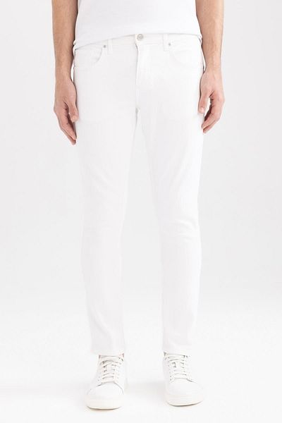 DeFacto Carlo Skinny Fit Extra Narrow Fit Regular Waist Extra Narrow Leg White Jean Pants A7650ax23sm
