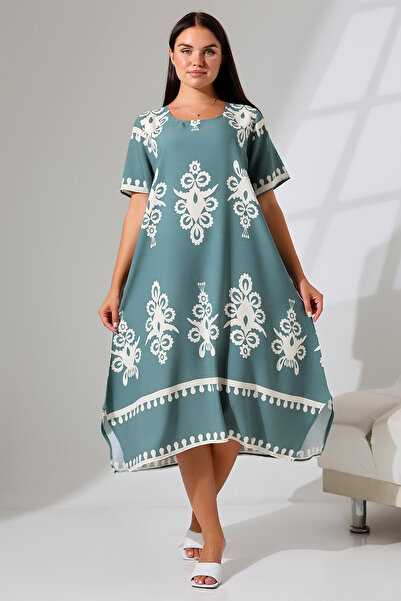 LİKAPA فستان ليكاباشوب فيسكوز بأكمام قصيرة - 2726