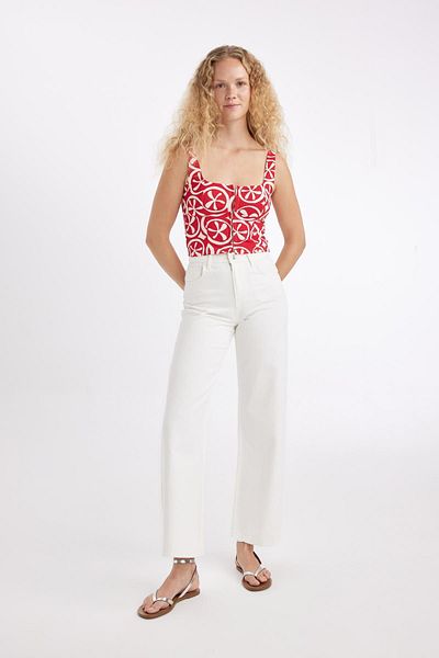DeFacto Weiße lange Jeans mit weitem Bein - D2964AX24HS