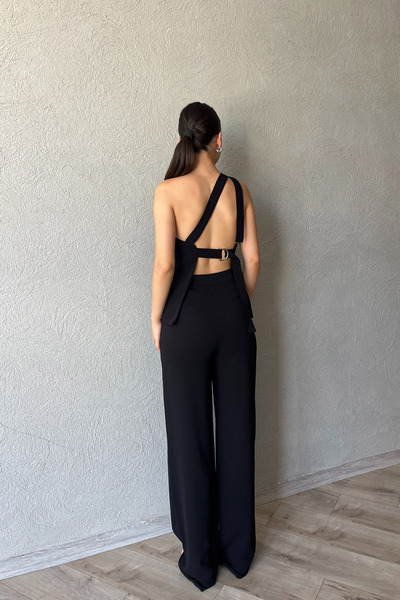 Seda Yalçın Atelier Одноплечовий асиметричний жилет - чорний, з деталями