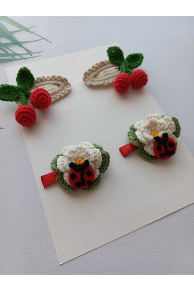 Kadın Girişimciler Atölyesi Set of 4 Handmade Organic Baby-Child Hair Accessories