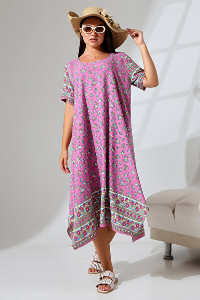 LİKAPA فستان ليكاباشوب فيسكوز بأكمام قصيرة - 2726