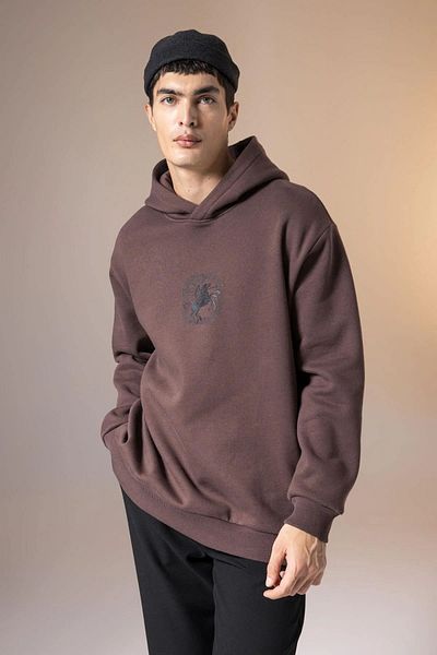 DeFacto Unisex Oversize Hooded Back Printed Sweatshirt - B8912Ax23Wn