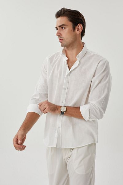 MULAND 100% Cotton Draped Relaxed Oversize White Shirt