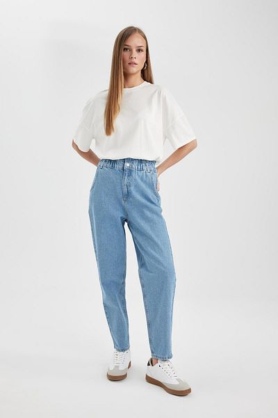 DeFacto Paperbag High Waist Ankle Length Jean Trousers B6513AX24SP