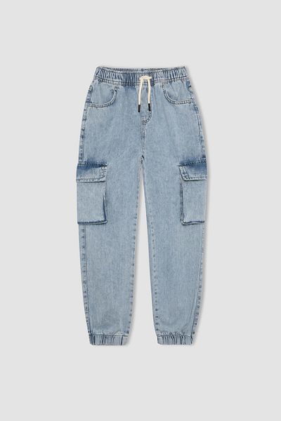 DeFacto Chlapecké kalhoty Jogger Jean – nákladní kapsa, krajka v pase, elastická noha B6451A824Sp