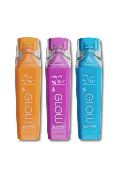 Gıpta Glow Cut Nib Neon Highlighter 3 Color Set (Orange-Blue-Purple)