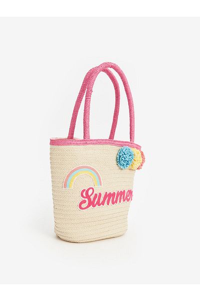 LC Waikiki LCW ACCESSORIES - Ψάθινη τσάντα παραλίας για κορίτσια