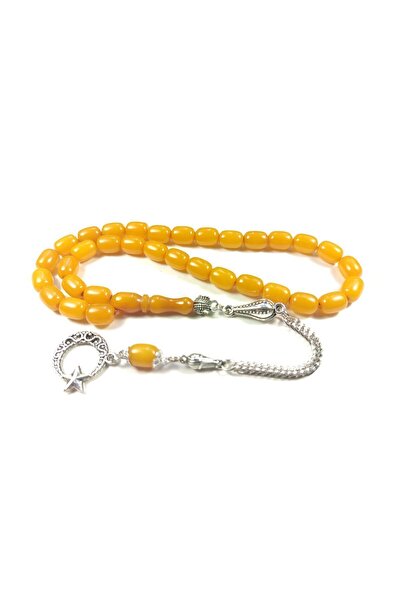 İskeçe Tesbih Chihlimbar dublu șlefuit și lustruit cu ciucuri placat cu argin...