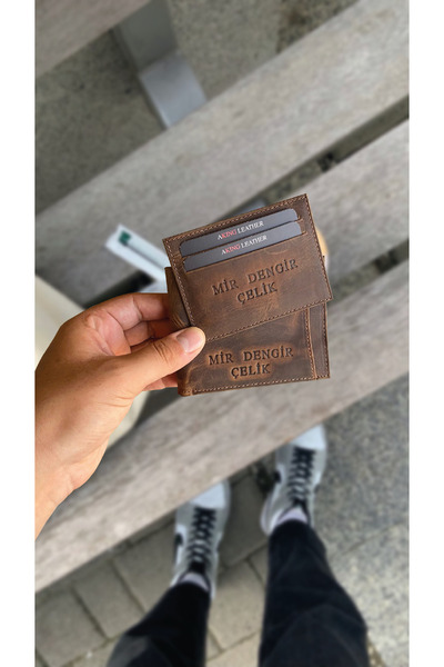 AKING Genuine Leather Horizontal Wallet with Extra Card Holder + Card Holder