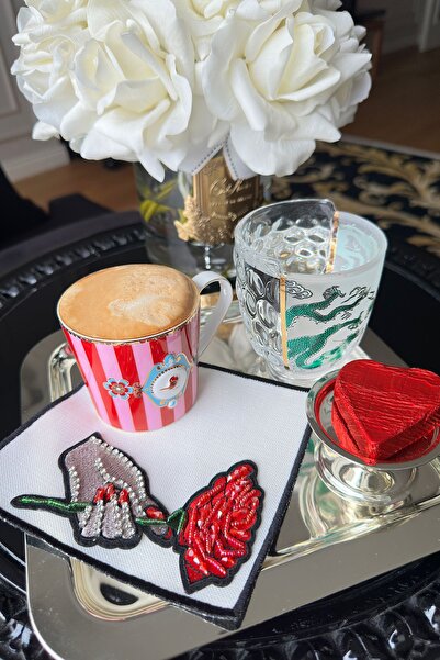 bibashka El Ve Gül Işlemeli 2li Kokteyl Peçete