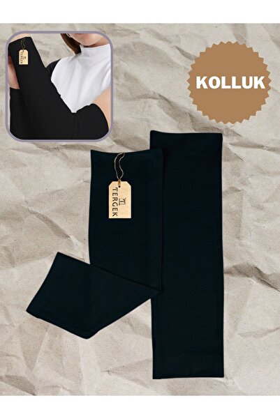 Tergek Mânecă neagră Cot Sus Dreapta Stânga Dublu Flexibil Lycra Interblocare Bumbac pieptănat Sport zilnic Hijab Rugăciune