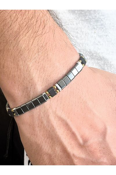 Farah Butik Men's Hematite Bracelet - Natural Stone Gift