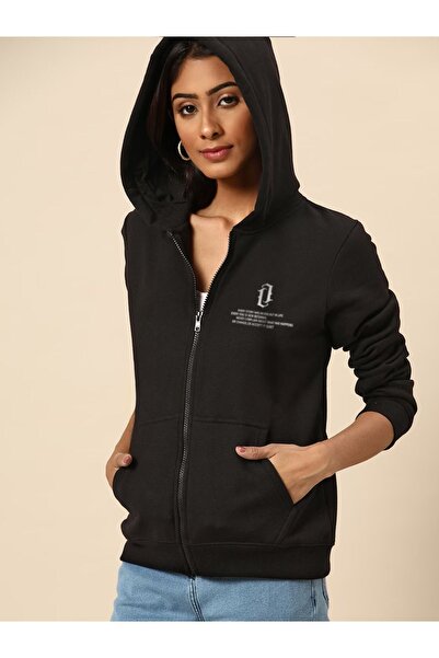 LAND MODA Hanorac de damă cu imprimeu vertical - cu glugă și fermoar