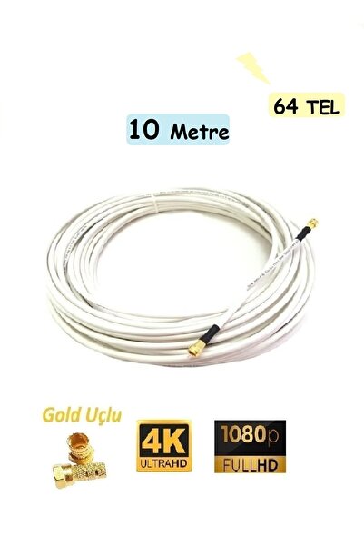 Vwin 10 Metre Gold Uçlu 64 Tel Rg6-U4 Anten Uydu Kablosu Full HD 1080 3D 4K U...