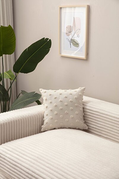 SWITA Husa de perna decorativa din stofa de in cu buline 43x43