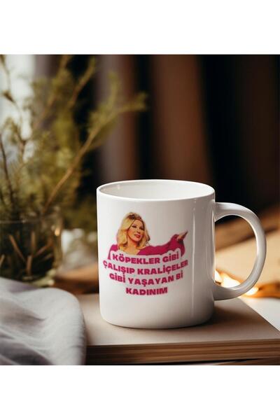 Toum Küt Küt Köpekler Gibi Çalışıp Kraliçeler Gibi Yaşayan Kadınım Beyaz  Kup...