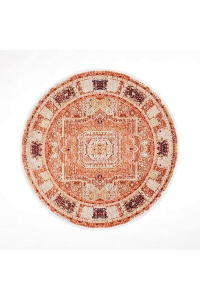 Halıcızade Memlük Desenli Turuncu Yuvarlak Yün Özel Tezgah Halısı