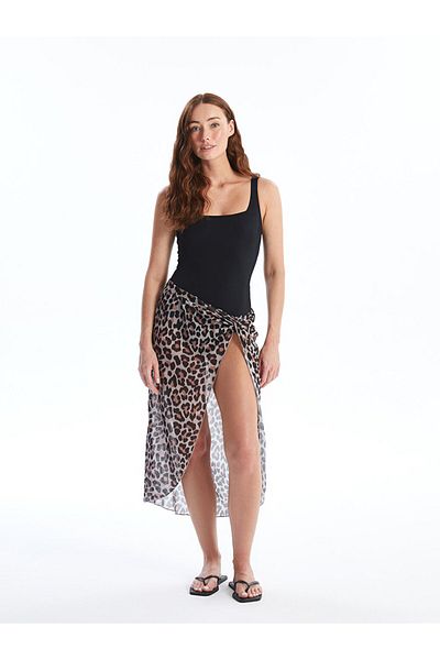 LC Waikiki Dámské pareo s leopardím vzorem - elastický pas