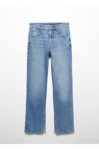 MANGO Woman Orta Bel Yırtmaçlı Düz Kesim Jean