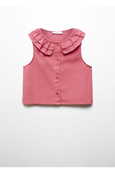 MANGO Kids Keten karışımlı düğmeli bluz