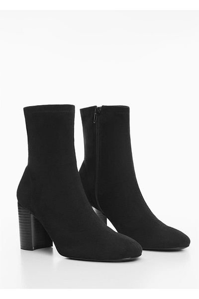 MANGO Woman Stiefeletten mit Absatz und runder Zehenpartie