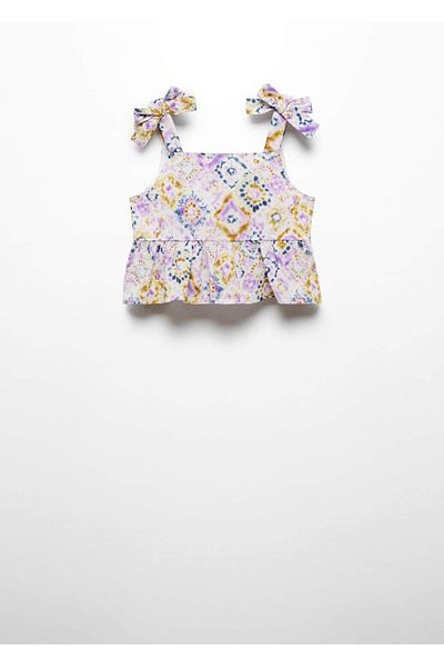 MANGO Kids Gemusterte Bluse mit Bindedetail