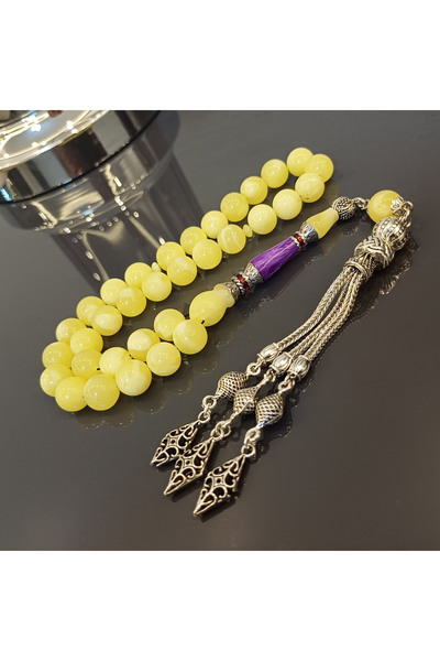 Selderesi BEYRUT TOZ Kehribar Büyük Boy 10mm Küre Kesim Nakkaş İşlemeli İmame...