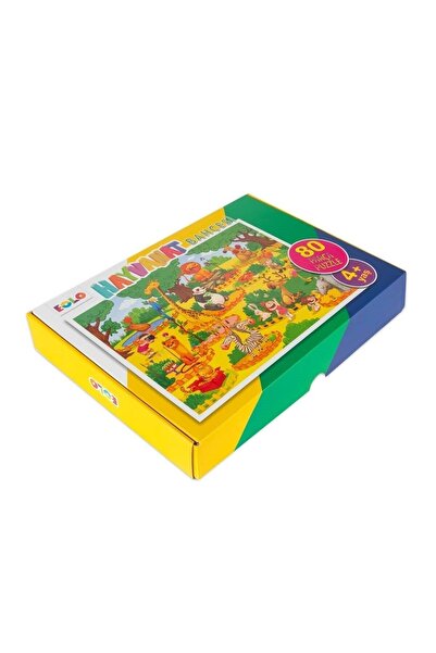 Genel Markalar Yer Puzzle-80 Parça Puzzle - Hayvanat Bahçesi EOLO Eğitici Oyuncak ve Kitap