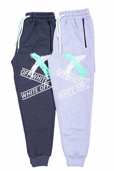 FYK COLLECTİON Pantaloni de trening pentru baieti - Imprimat X, 2 piese cu fe...