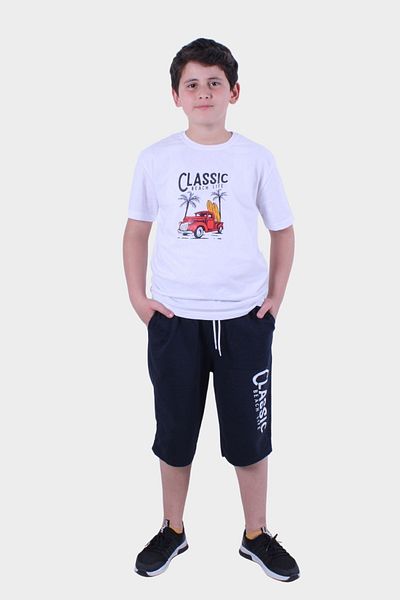 FYK COLLECTİON Men's Summer Set - Children's T-Shirt and Capri Look