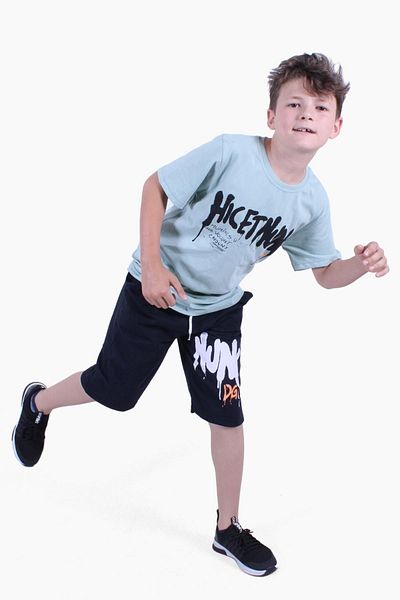 FYK COLLECTİON Πράσινο σετ καλοκαιρινής μέντας για αγόρι με στάμπα