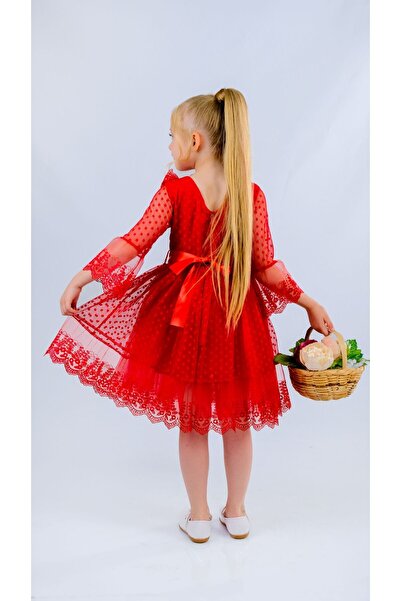 KT PERA BABY Dantelli Güpürlü Kız Çocuk Abiye Parti Elbisesi