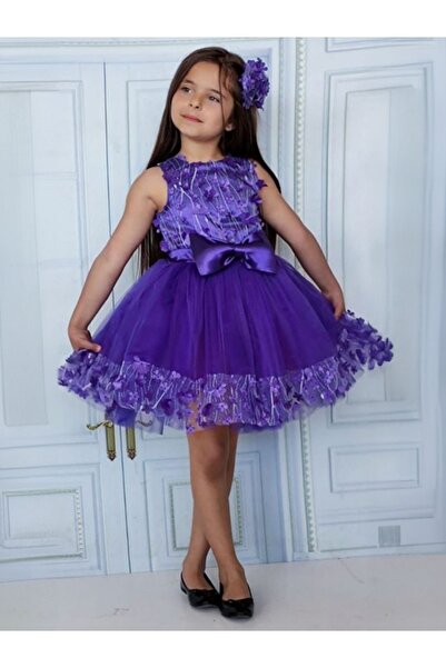 EFE KIDS Kız Çocuk Kısa Kol Papatya Detaylı Çocuk Abiyesi