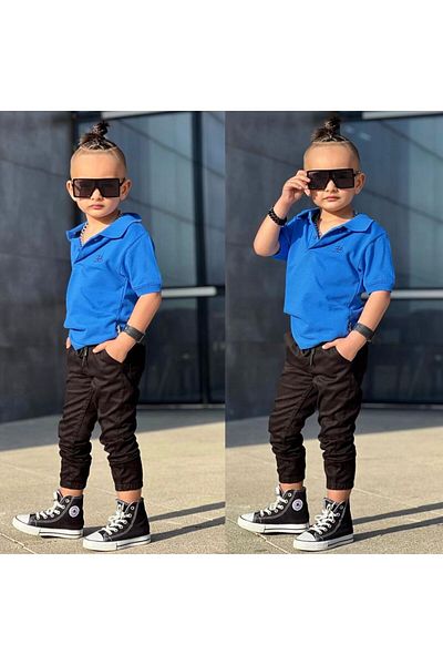 Byasaf Kids Set combinat cu picior elastic pentru guler polo Byasafkids