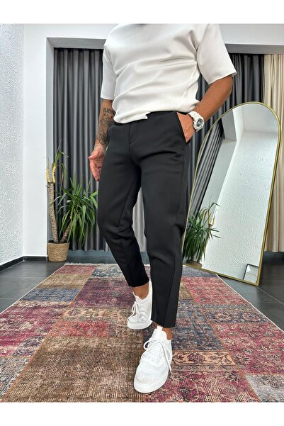 Combineman35 Scuba Kumaş Asimetrik Kesim Detaylı Boyfriend Kalıp Eşofman Altı