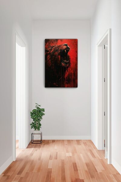 Arkeot Öfkeli Aslan Kanvas Duvar Tablosu - Ev Salon Oturma - Yatak odası Mutfak Ofis Dekorasyonu
