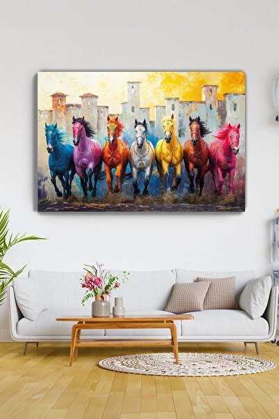 Arkeot Renkli Yarış Kanvas Duvar Tablosu - Ev Salon Oturma - Yatak odası Mutf...