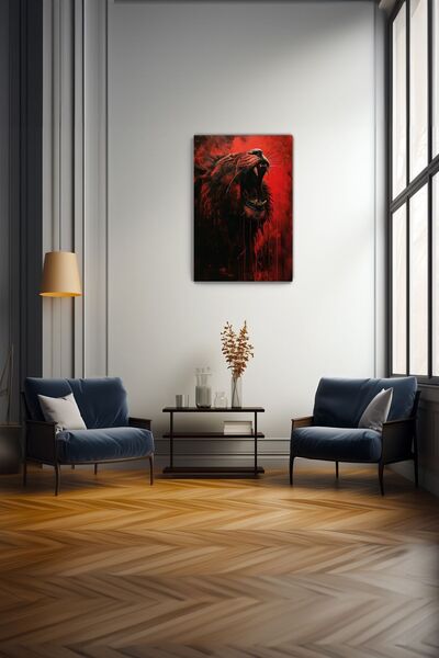 Arkeot Öfkeli Aslan Kanvas Duvar Tablosu - Ev Salon Oturma - Yatak odası Mutfak Ofis Dekorasyonu