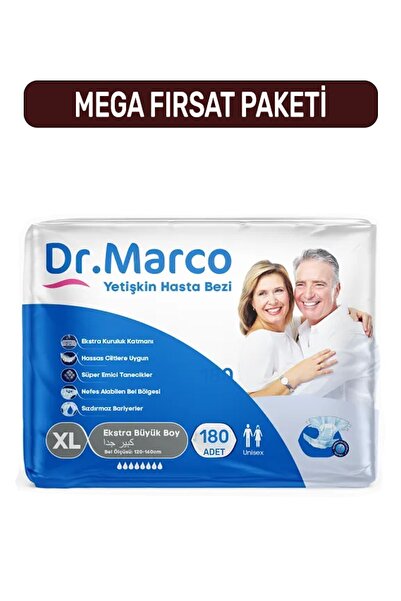 DR.MARCO Dr. Marco Yetişkin Hasta Bezi XL Ekstra Büyük Boy 120-160 cm 6 Paket 180 Adet
